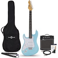 LA Select Left Handed Electric Guitar Blue Metallic 15W Guitar Amp & Accessory Pack