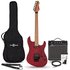 LA Select Modern Electric Guitar Transparent Ruby Red 15W Guitar Amp & Accessory Pack - Image 3