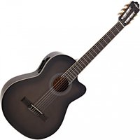 Deluxe Single Cutaway Electro Classical Guitar Trans Black - Image 1