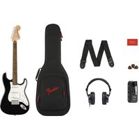 Squier Affinity Series Stratocaster Mustang Micro Pack Black with Gig Bag and HD9 Headphones