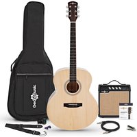 Jumbo Left Handed Electro Acoustic Guitar Natural 15W Acoustic Amp & Accessory Pack - Image 1