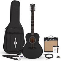 Parlour Left Handed Electro Acoustic Guitar Black 15W Acoustic Amp & Accessory Pack