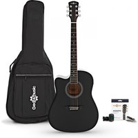 Dreadnought Cutaway Left Handed Electro Acoustic Guitar & Accessory Pack Black