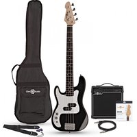 3/4 Left Handed LA Bass Guitar Black 15W Bass Amp Pack