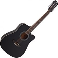 Dreadnought Cutaway 12 String Acoustic Guitar Black
