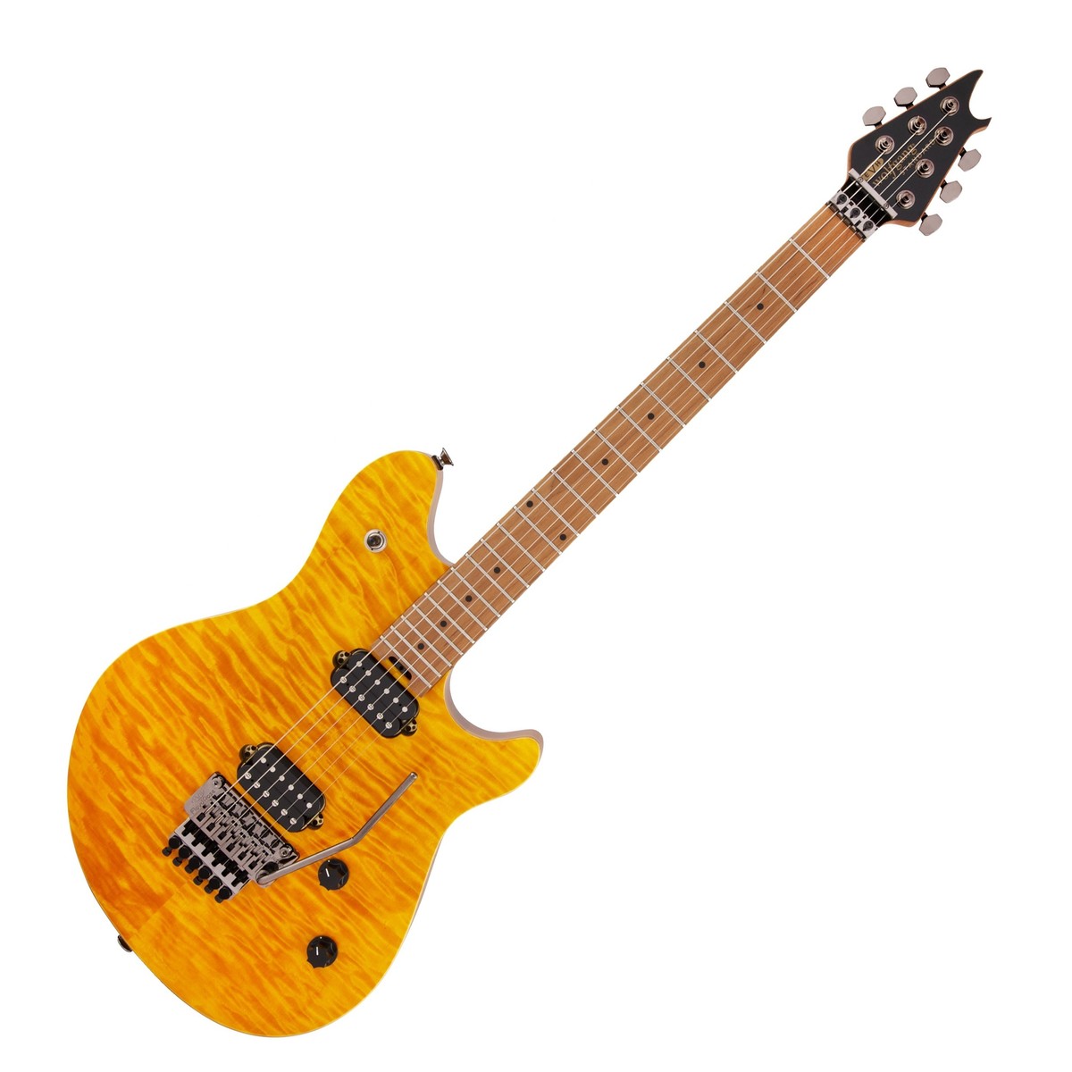 EVH Wolfgang WG Standard QM Baked Maple Fingerboard Transparent Amber - Image 2