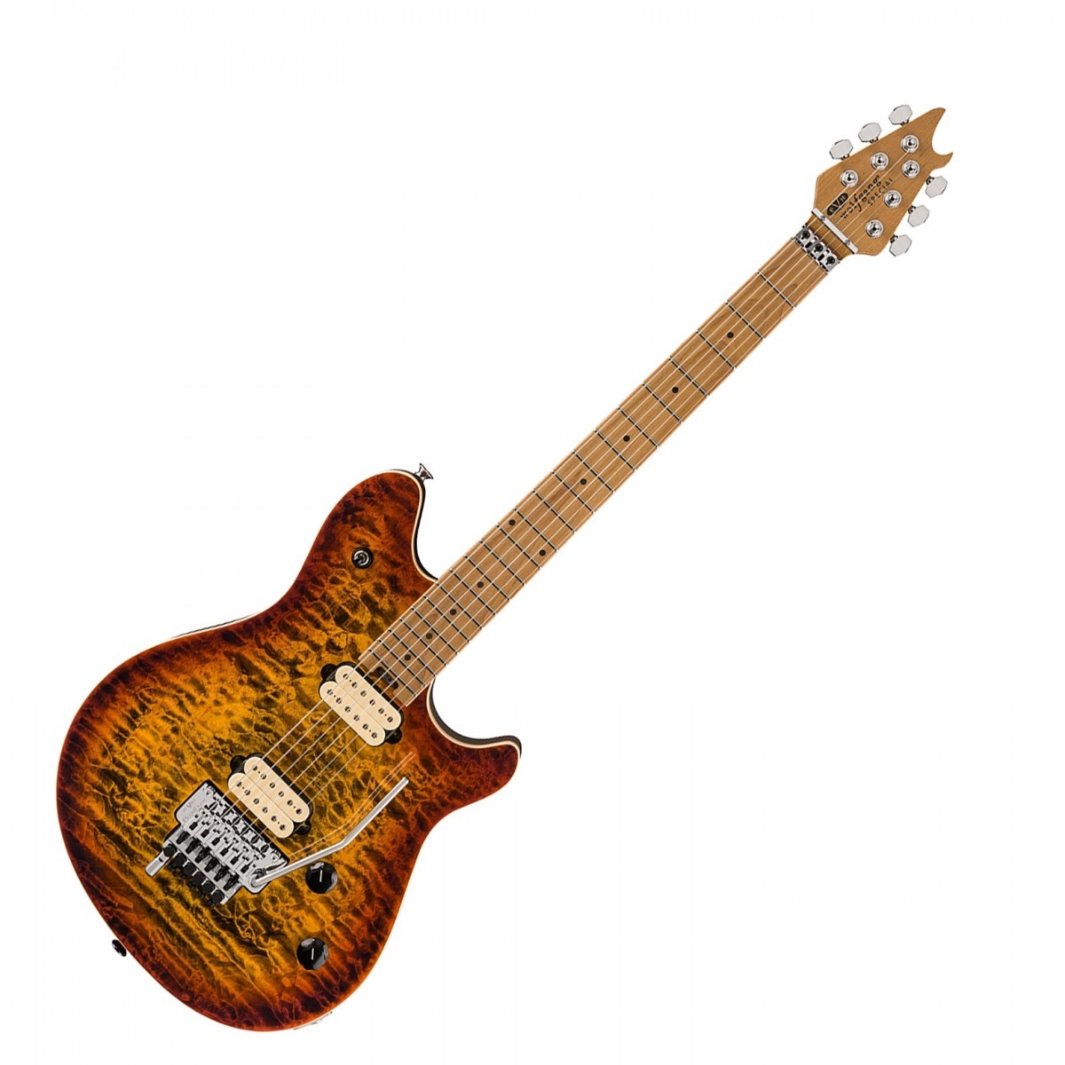 EVH Wolfgang Special QM Baked Maple Fingerboard Tiger Eye Glow - Image 2