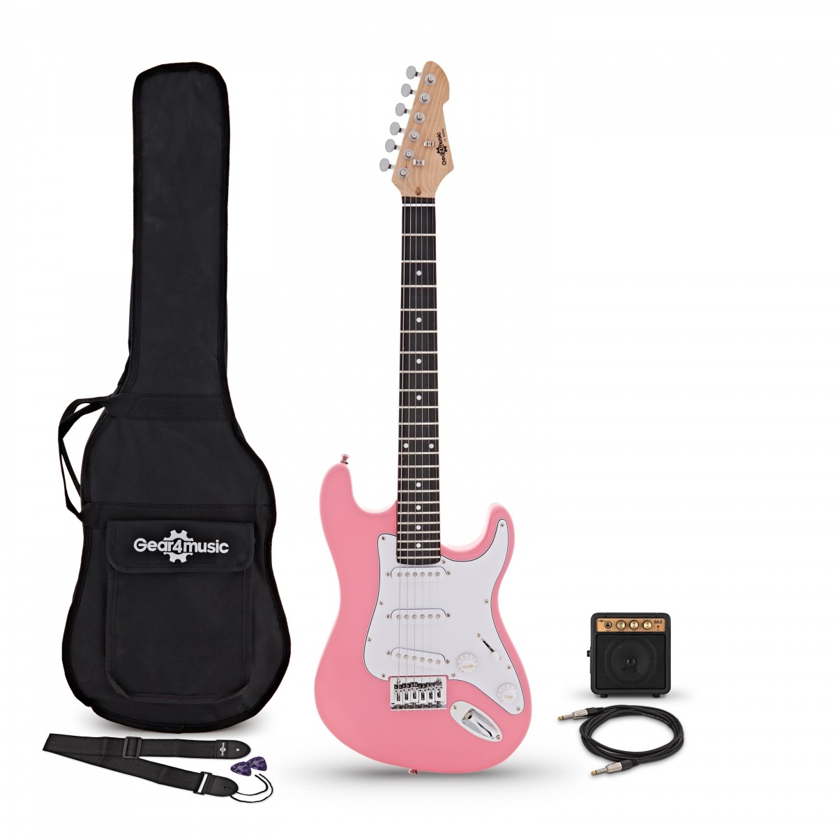 3/4 LA Electric Guitar Pink Mini Guitar Amp Pack - Image 2