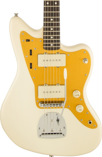 Squier J Mascis Signature Jazzmaster Electric Guitar in Vintage White with Gold Anodized Pickguard - Image 1