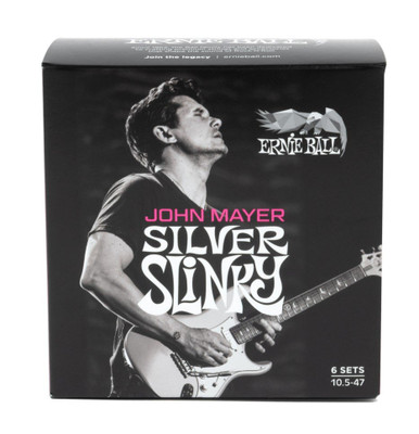 Ernie Ball John Mayer Silver Slinky Electric Guitar Strings 10.5-47 6 pack