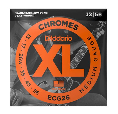 D'Addario ECG26 XL Chromes Flatwound 13-56 Medium Electric Guitar Strings