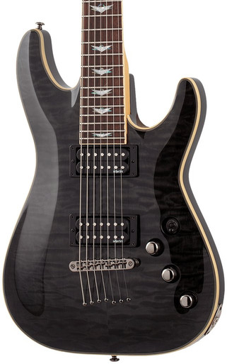 Schecter Omen Extreme 7 Electric Guitar in See-Thru Black - Image 1