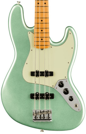 Fender American Professional II Jazz Bass Guitar In Mystic Surf Green with Maple Fingerboard - Image 1