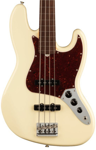Fender American Professional II Jazz Bass Guitar Fretless In Olympic White with Rosewood Fingerboard