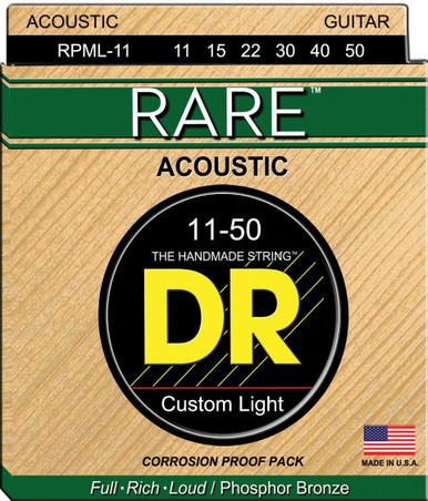 DR Rare Phosphor Bronze Acoustic Guitar Strings Custom Light 11-50