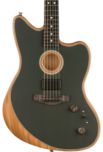 Fender American Acoustasonic Jazzmaster Acoustic/Electric Guitar in Tungsten - Image 1