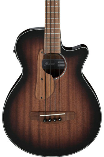 Ibanez AEGB24E-MHS Electro Acoustic Bass Guitar in Mahogany Sunburst High Gloss - Image 1