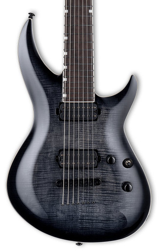 ESP LTD Deluxe H3-1007 7 String Baritone Electric Guitar in See Through Black Sunburst
