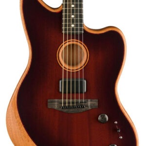 Fender American Acoustasonic Jazzmaster All-Mahogany Acoustic/Electric Guitar in Bourbon Burst