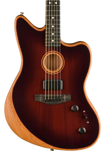 Fender American Acoustasonic Jazzmaster All-Mahogany Acoustic/Electric Guitar in Bourbon Burst - Image 1