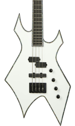 BC Rich Extreme Series Chris Kael Signature Warlock Bass Guitar in Satin White - Image 1