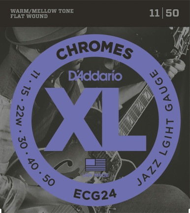 D'Addario ECG24 XL Chromes Flatwound 11-50 Jazz Light Electric Guitar Strings