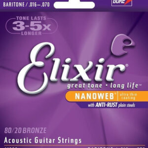 Elixir 80/20 Nanoweb 16-70 Baritone Acoustic Guitar Strings