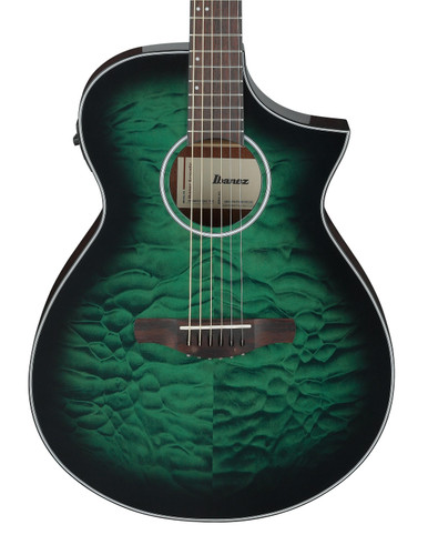 Ibanez AEWC16QA-TEH Electro Acoustic Guitar in Transparent Emerald Burst High Gloss