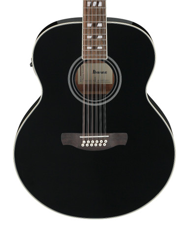 Ibanez AJ7012M1E-BK Artwood 12-String Electro Acoustic Guitar in Black High Gloss