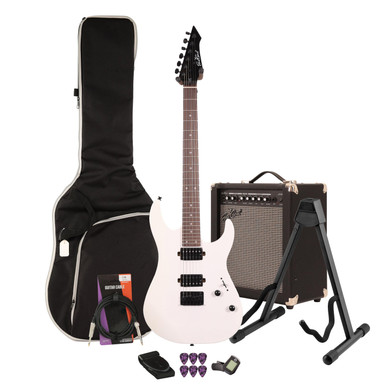 EastCoast MT1 Electric Guitar Starter Pack in Satin White with 35W Amp & Accessories