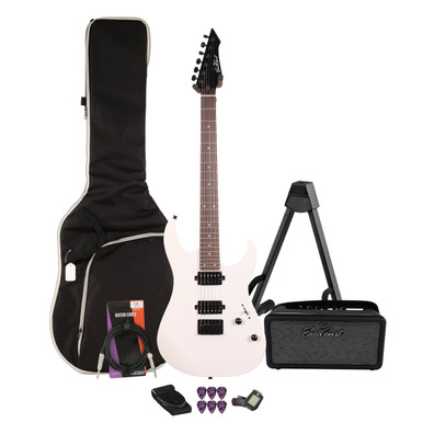 EastCoast MT1 Electric Guitar Starter Pack in Satin White with Bounce 15W Amp & Accessories