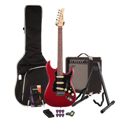 EastCoast ST1 Electric Guitar Starter Pack in Bordeaux Metallic with 35w Amp & Accessories