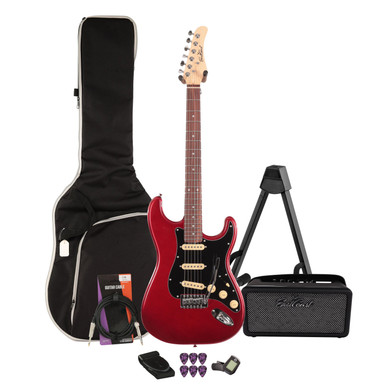 EastCoast ST1 Electric Guitar Starter Pack In Bordeaux Metallic with Bounce 15W Amp & Accessories