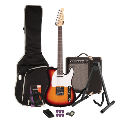 EastCoast T62 Electric Guitar Starter Pack in 3 Tone Sunburst with 35w Amp & Accessories