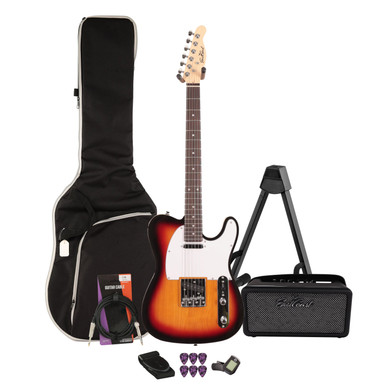 EastCoast T62 Electric Guitar Starter Pack In Black with Bounce 15W Amp & Accessories