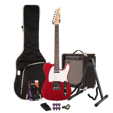 EastCoast T62 Electric Guitar Starter Pack in Candy Apple Red with 35w Amp & Accessories