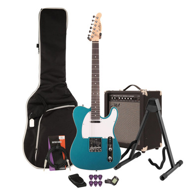EastCoast T62 Electric Guitar Starter Pack in Lake Placid Blue with 35w Amp & Accessories