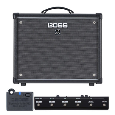 Boss Katana 50 EX Gen 3 50w Guitar Amp Bundle with Bluetooth Adapter and Footswitch