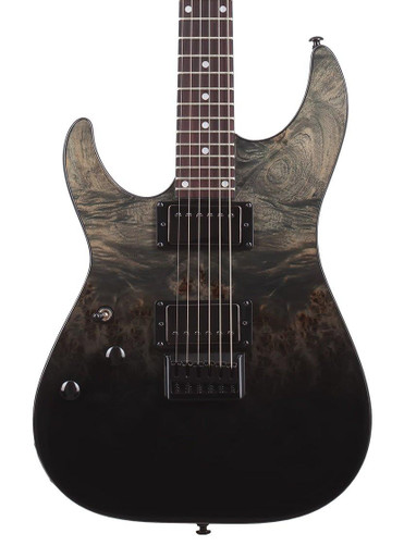 Schecter C-1 Left Handed Standard Electric Guitar in Black Fade Burst Burl
