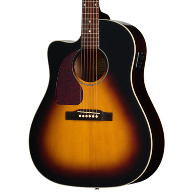 Epiphone J-45 Studio EC Left Handed Electro Acoustic Guitar in Vintage Sunburst