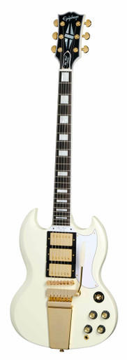 Epiphone Inspired by Gibson Custom 1963 Les Paul SG Custom Electric Guitar with Maestro Vibrola in Classic White - Image 2