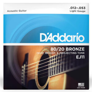 D'Addario EJ11 80/20 Regular Light 12-53 Gauge Bronze Acoustic Guitar Strings