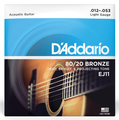 D'Addario EJ11 80/20 Regular Light 12-53 Gauge Bronze Acoustic Guitar Strings