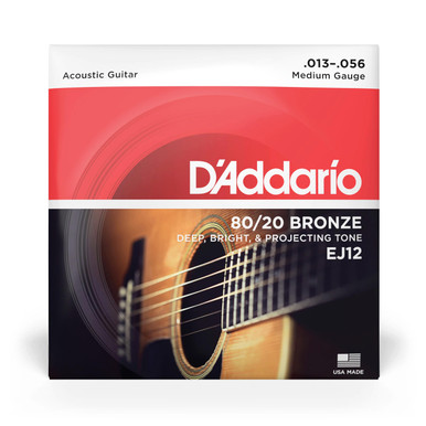 D'Addario EJ12 80/20 Light Gauge 13-56 Bronze Acoustic Guitar Strings