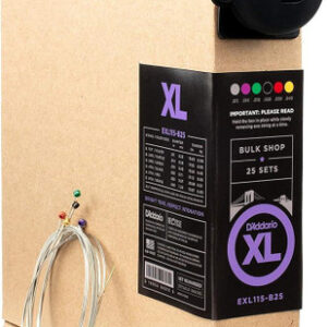 D'Addario EXL115-B25 - 11-49 Medium XL Nickel Electric Guitar Strings, 25-Set Bulk Box