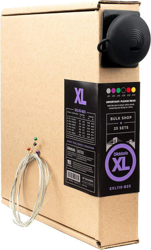 D'Addario EXL115-B25 - 11-49 Medium XL Nickel Electric Guitar Strings, 25-Set Bulk Box