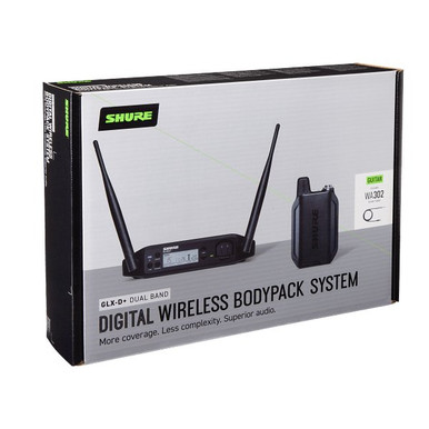 Shure GLX-D+ Dual Band Wireless Bodypack System WA302 Guitar Cable and GLXD4+ Tabletop Receiver