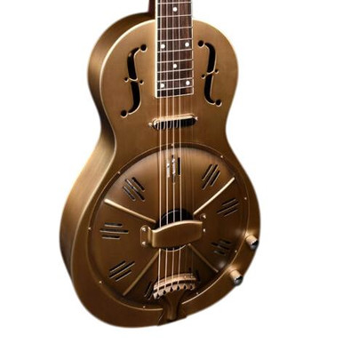 Johnson 960E Parlour Electro Acoustic Resonator Guitar in Antique Brass