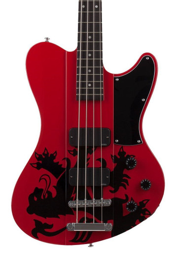 Schecter Simon Gallup Ultra Bass Guitar in Red Black - Image 1