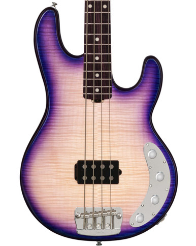 Sterling by Music Man StingRay RAY34 Flame Bass Guitar in Purple Sunset